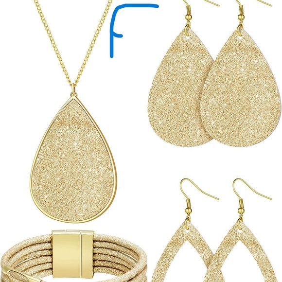 New 4 Pieces Women's Glitter Jewelry Set Bridal Wedding Multi-Layer Bracelet - Picture 10 of 15